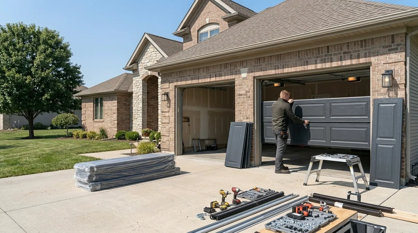 Sectional steel garage door