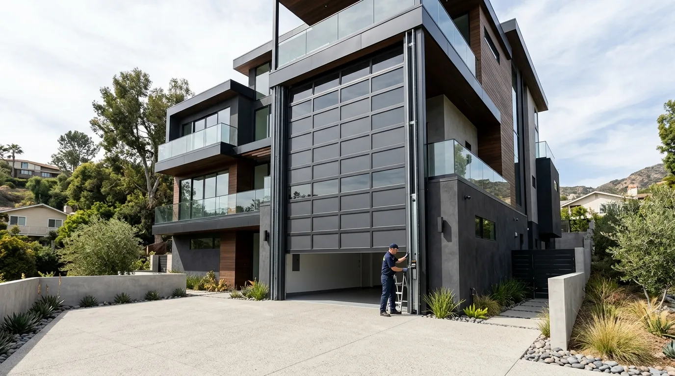Modern flush garage door